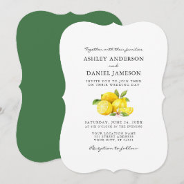 Convites Watercolor Lemons Greenery Casamento GB