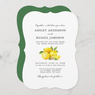 Convites Watercolor Lemons Greenery Casamento GB