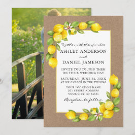 Convites Watercolor Lemons Greenery Foto Kraft Wedding