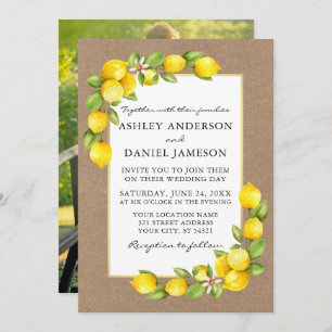 Convites Watercolor Lemons Greenery Foto Kraft Wedding