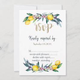 Convites Watercolor Lemons Olives RSVP