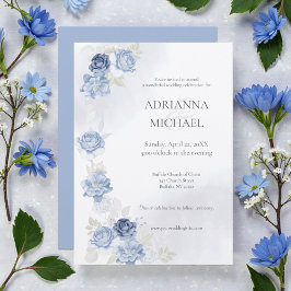 Convites Watercolor Light Blue Wedding Invitation