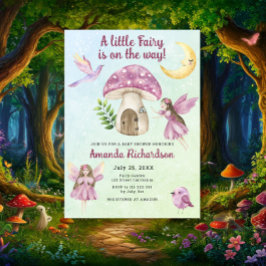 Convites Watercolor Little Fairy Whimsical Baby Shower