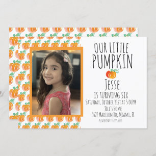 Convites Watercolor Little Halloween Pumpkin Foto