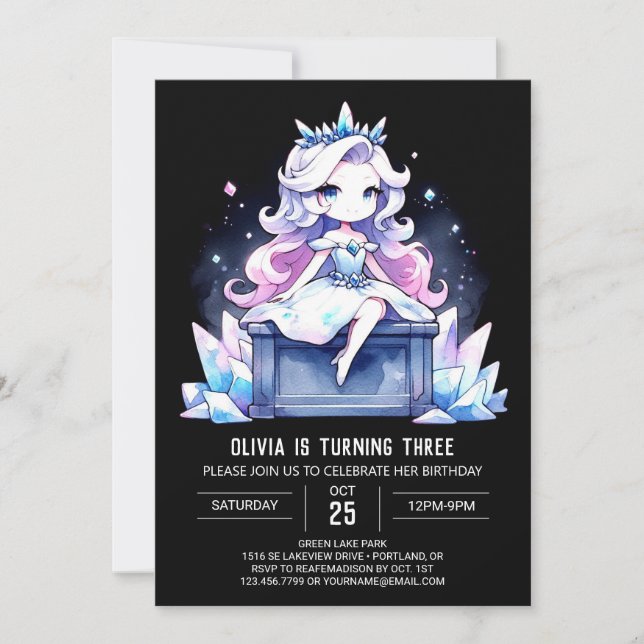 Convites Watercolor Little Princess Birthday (Frente)