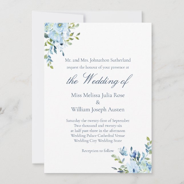 Convites Watercolor Love é Patient Christian Wedding (Frente)