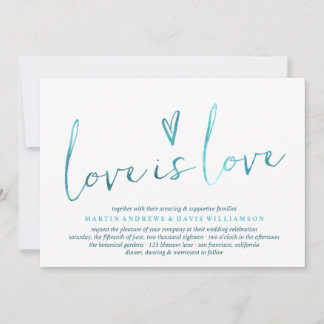 Convites Watercolor Love is Love Gay Wedings Invtions