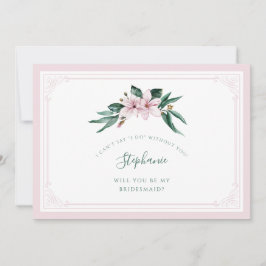 Convites Watercolor Magnolia Floral Rosa Bridesmaid