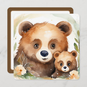 Convites Watercolor Mama Bear e Baby