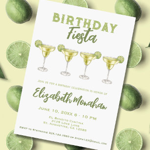 Convites Watercolor Margarita Birthday Fiesta Birthday