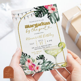 Convites Watercolor Margaritas pela Piscina Tropical Party