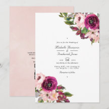 Watercolor Marsala e Blush Floral Código QR Casame