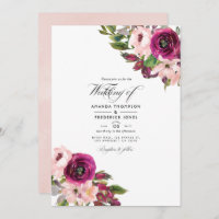 Watercolor Marsala e Blush Floral Wedding
