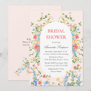 Convites Watercolor Meadow Wildflower Boho Chá de panela