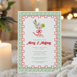 Convites Watercolor Merry Mahjong Christmas Cocktail  Party