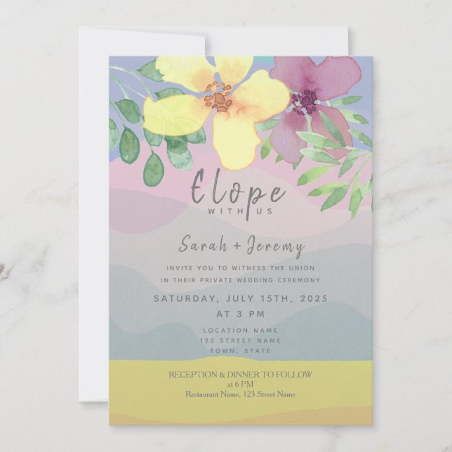 Convites Watercolor Micro Wedding (Frente)