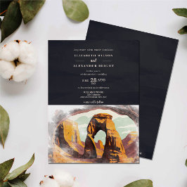 Convites Watercolor Moab Arches Park Utah Wedding