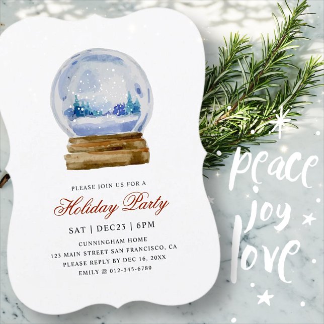 Convites Watercolor Modern Snow Globe Party (Criador carregado)