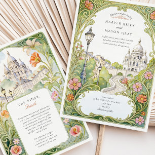 Convites Watercolor Montmartre Paris Wedding