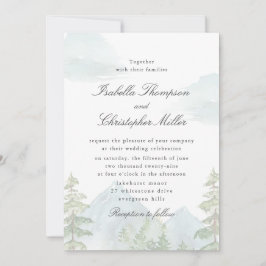 Convites Watercolor Mountain Forest Wedding Invitation