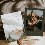 Convites Watercolor Mountain Wedding Invitation<br><div class="desc">This is a mountain wedding invitation featuring a beautiful watercolor fall mountain scene and an elegant font pairing. Edit all wording and all colors except for the color of the watercolor mountain scene. The color of the evergreen drop is not editable. // For matching items, please visit the "SAWYER" collection...</div>