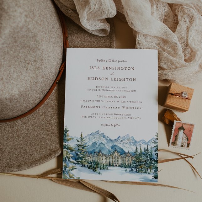 Convites Watercolor Mountain | Whistler BC Wedding (Criador carregado)