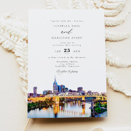 Convites Watercolor Nashville Tennessee Skyline Wedding