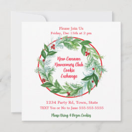 Convites Watercolor Natal Foliday Wreath CUSTOM