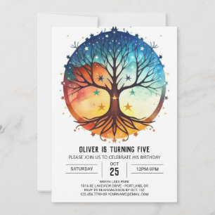 Convites Watercolor Nature Tree of Life Birthday