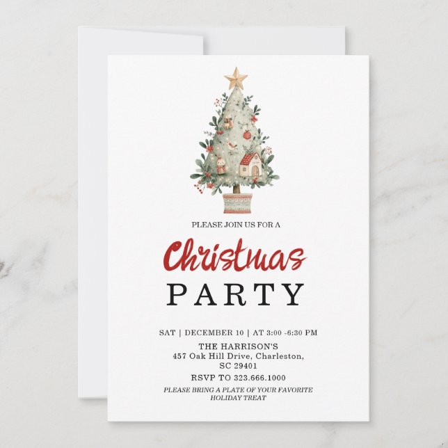 Convites Watercolor Neutral Boho Holiday Party Invitation (Frente)
