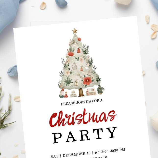 Convites Watercolor Neutral Boho Holiday Party Invitation (Criador carregado)