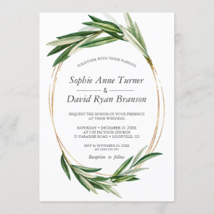 Convites Watercolor Olive Deixa Casamento Dourado de Quadro
