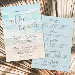 Convites Watercolor On The Beach Wedding All In One