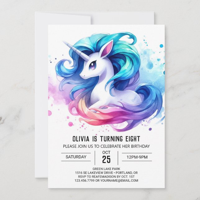 Convites Watercolor Online Horse Birthday (Frente)