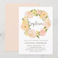 Watercolor Orange Peony Wreath Baptismo