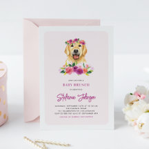Watercolor Ouro Retriever Floral Baby Brunch