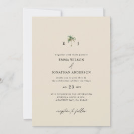 Convites Watercolor Palm Tree Destination coastal Wedding 