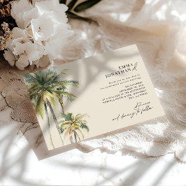 Convites Watercolor Palm Tree Destination coastal Wedding 