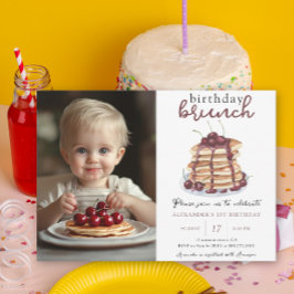 Convites Watercolor Pancake First Birthday BrunParty