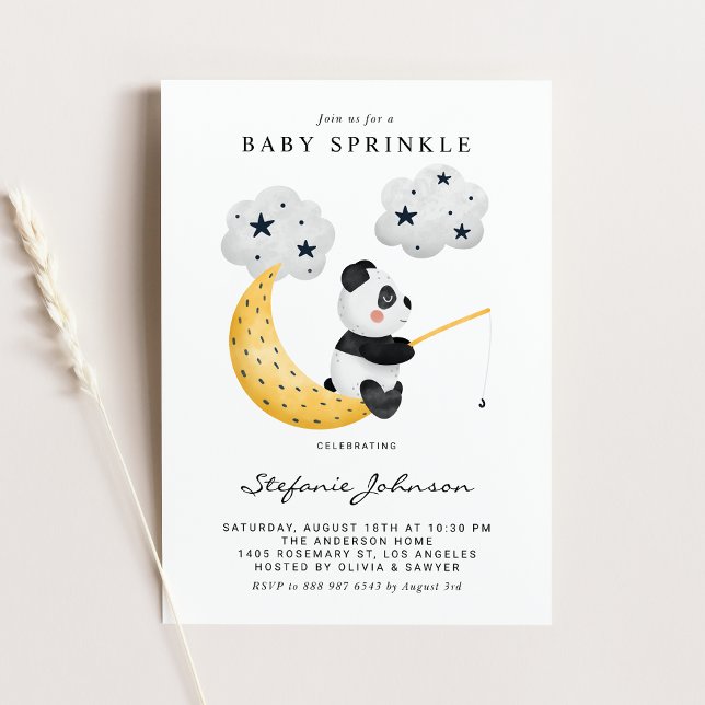 Convites Watercolor Panda Twinkle Twinkle Baby Sprinkle (Criador carregado)