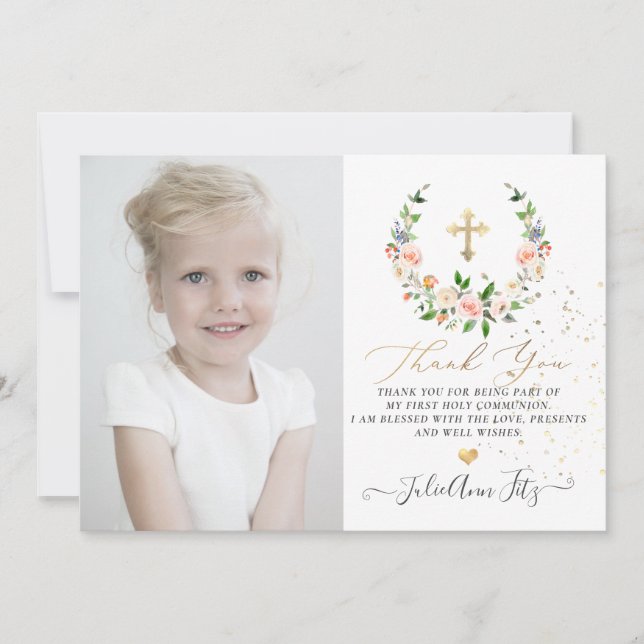 Convites Watercolor Pastel Rosa Wreath Obrigado (Frente)