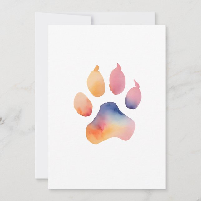 Convites Watercolor Paw Print Background (Frente)