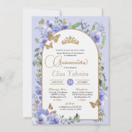 Convites Watercolor Periwinkle Blue Butterfly Quinceañera