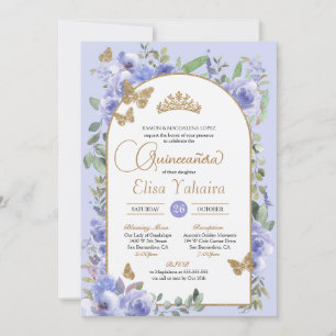 Convites Watercolor Periwinkle Blue Butterfly Quinceañera