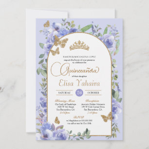 Convites Watercolor Periwinkle Blue Butterfly Quinceañera