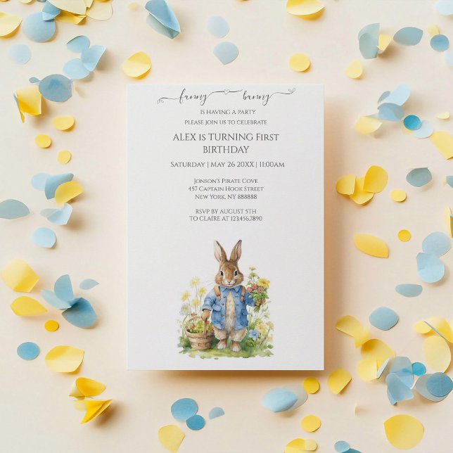 Convites Watercolor Peter Rabbit Birthday (Criador carregado)