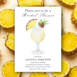 Convites Watercolor Pina Colada Cocktail Bridal Shower