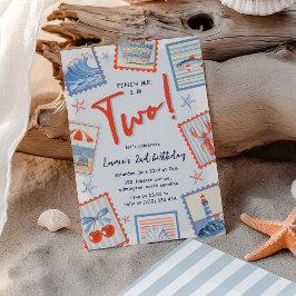 Convites Watercolor Pinch Me Coastal Stamp 2nd Birthday