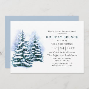 Convites Watercolor Pine Tree Chic Christmas HOLIDAY BRUNCH