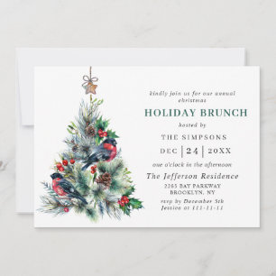 Convites Watercolor Pine Tree Chic Christmas HOLIDAY BRUNCH